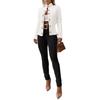 New Autumn Women's Stand Collar Cropped Jacket, Metal Button Decor Slim Fit Short Coat, Knit Texture Casual Outerwear For Daily Street Fashion Outfits