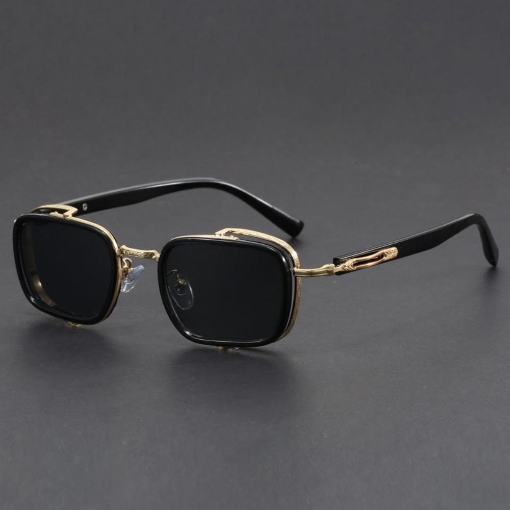 

1 piece double frame square metal frame fashion glasses with spring temples for men and women party vacation travel driving fish