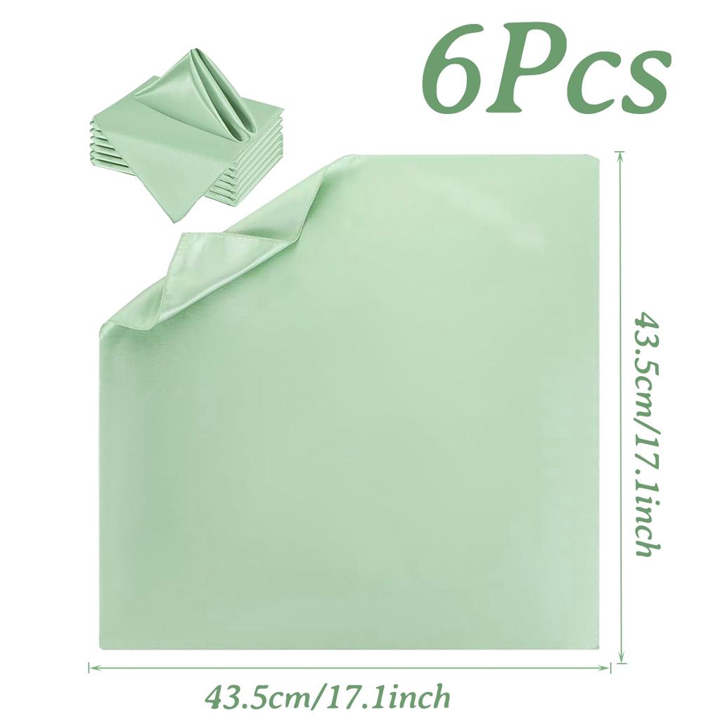 6Pcs 43X43cm Satin Table Napkin Soft Handkerchief Romantic Wedding Birthday Banquet Square Table Napkins Dinner Party Decoration