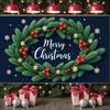 Xmas Banner Green Pine Christmas Party Banner Winter Banner White Flowers For Holiday Celebration Christmas Event Office