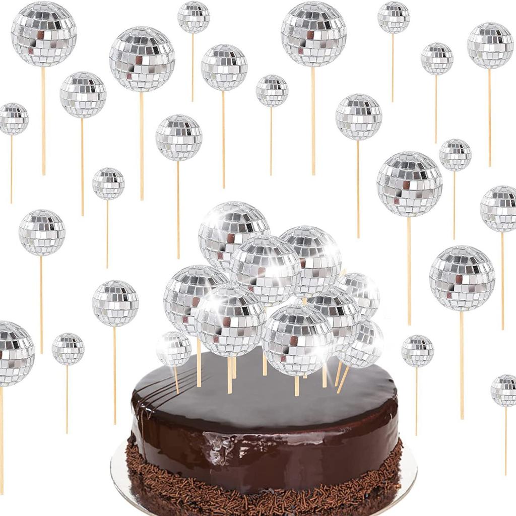 Disco Spiegelkugel, Kuchenaufsatz, Neuer Stil, Reflektierender Disco-Aufsatz, Geburtstagsdekoration, Kreative Partydekoration