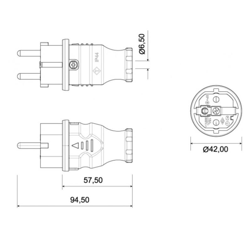 Wtyczka Gumowa Nova 230V 16A Ip44 Niebieska