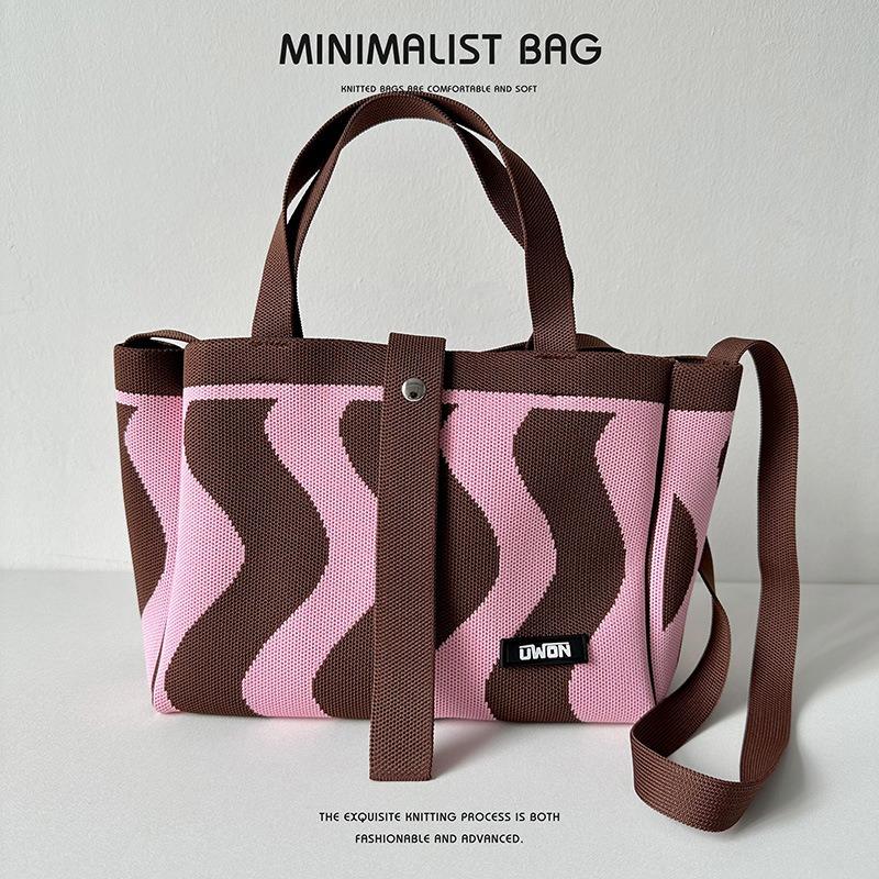 Nischendesign-Strick-Tragetasche, lässige Umhängetasche mit großem Fassungsvermögen
