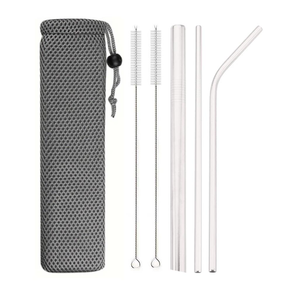 

6Pcs Stainless Steel Smoothie Straws, Extra Wide Reusable Metal Drinking Straws for Milkshake Smoothie with Cleaning Brush серебряный