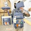 Set di Zaini in Tela da 4-5 Pezzi per Studenti: Design Carino con Carota e Coniglio, Perfetto per Bambine e Bambini delle Scuole Elementari e Medie
