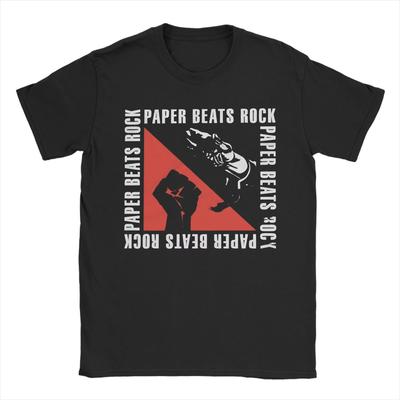 Paper Beats Rock Funny Rock TShirts for Men 100% Cotton Vintage T-Shirts O Neck Tee Shirt Short Sleeve Clothes Graphic Printed