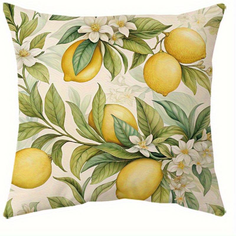 Home Decor Lemon and Floral Pattern Pillow Covers Pattern Cushion Cover Suitable for Sofa Bedroom Car Pillow Cover