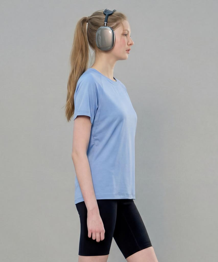BASIC HOUSE Women'S Cool Breeze Raglan Round Short Sleeve T-Shirt Blue Lzts3223 (Type B)
