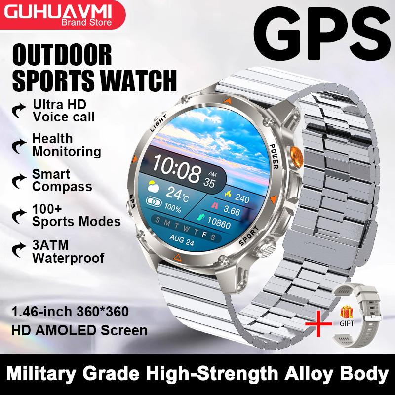 New Military Outdoors BT Call Smart Watch Built-in GPS Compass Barometric Altimeter 10ATM Waterproof Sports Smartwatche Men