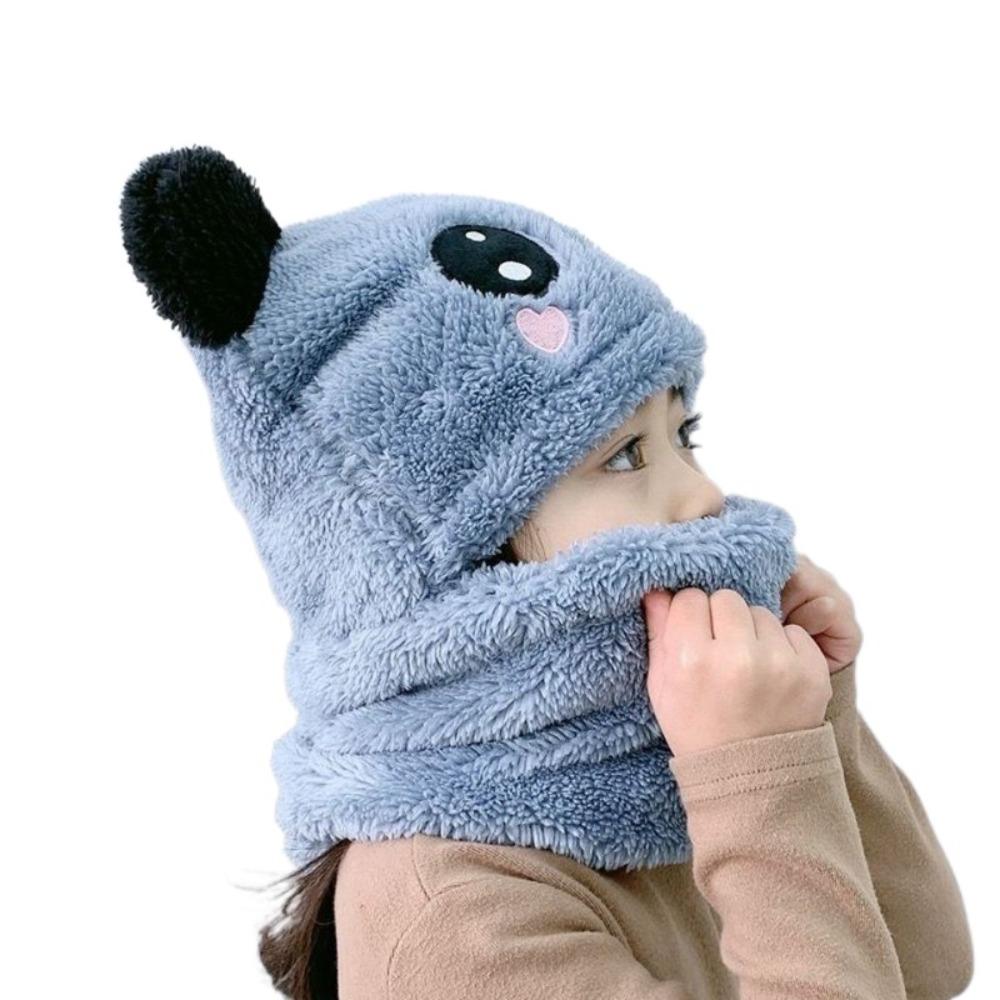 Embroidered Fleece Hat Plush Neck Gaiter Set Fashionable Children's Hats Boys and Girls