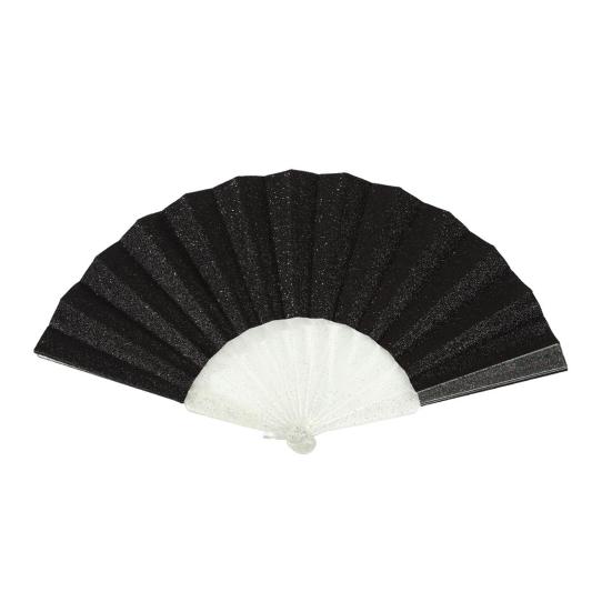 Summer Folding Fan with Glitter Powder Portable Plastic Ribs Hand Fan Men Women Dance Performance Props Party Favors