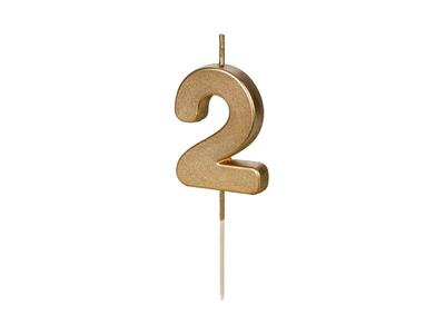 Birthday Candle Number 2, Gold, 5.5Cm