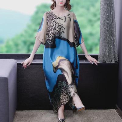 Large Size Young Style Silk Dress – Imitation Xiangyun Double Crepe Mulberry Silk, Thin Summer Skirt