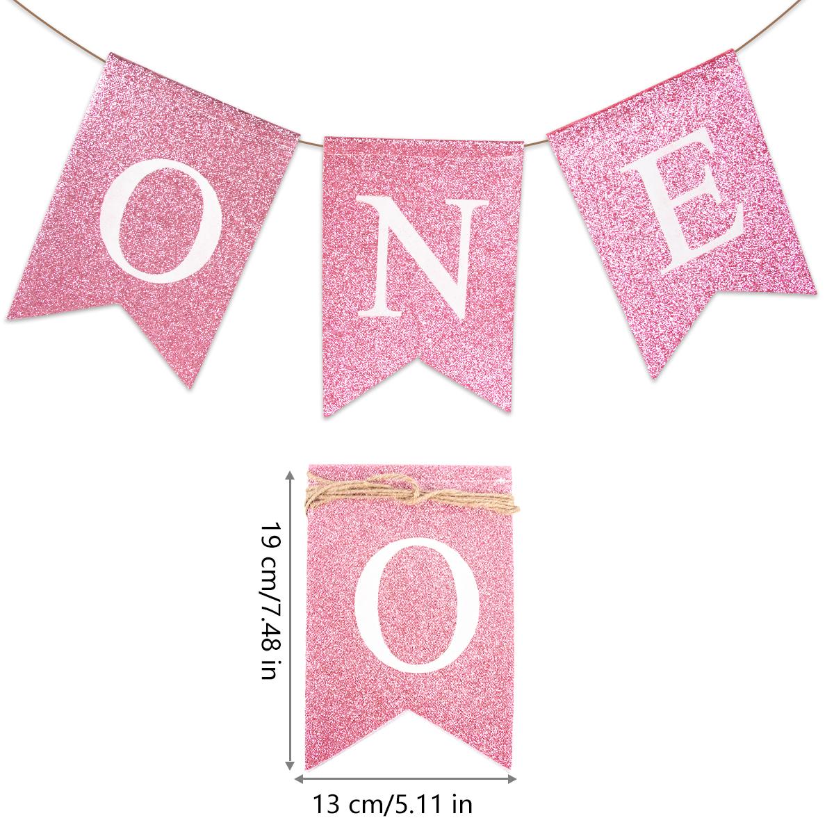 

Баннер-гирлянда для вечеринки в честь первого дня рождения ребенка, детские стол и стулья, флаг из мешковины, подвесная гирлянда для вечеринки в честь 1-го дня рождения ребенка розовый