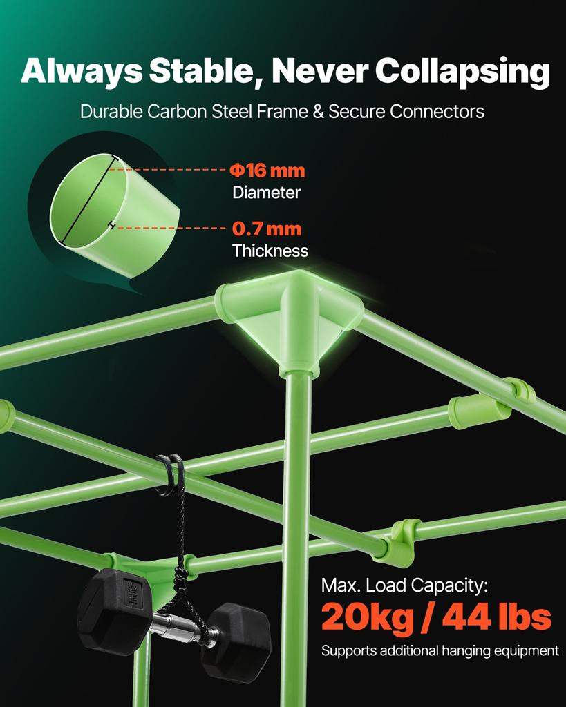 VEVOR Indoor Grow Tent, 60 x 60 x 180 cm, 600D High Reflective Mylar, Indoor Plant Tent with Observation Window, Floor Tray & Zipper