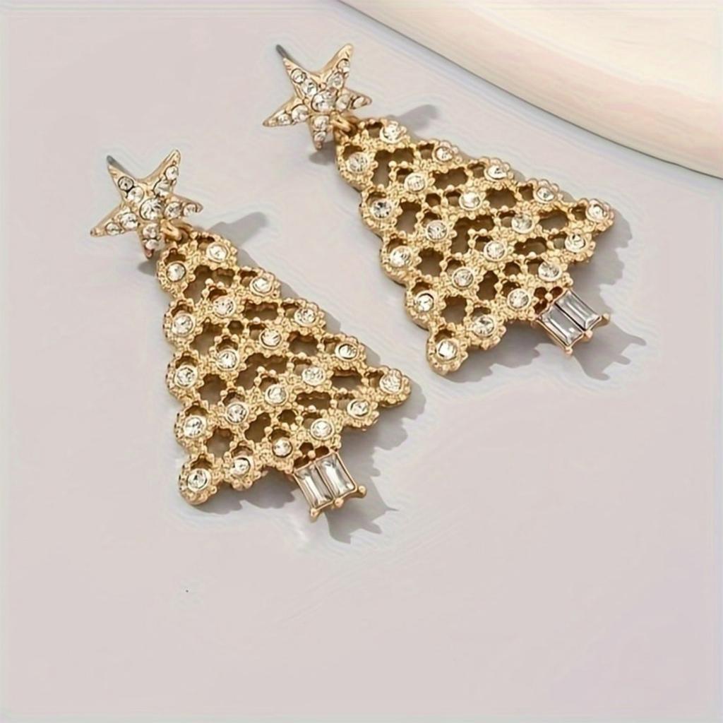 Christmas Tree Earrings for Women Geometric Design Festive Jewelry Gift for Holiday Party Daily Wear
