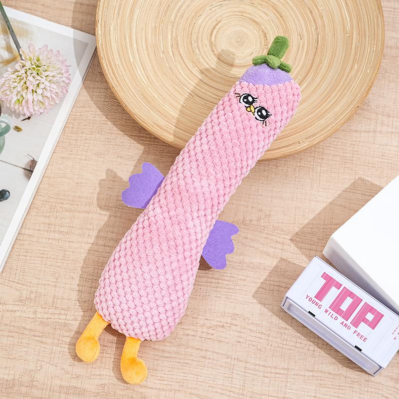 Green Vegetable Shaped Plush Dog Chew Toy Squeaky Free Interactive Teething Toy for Puppy Small Dogs