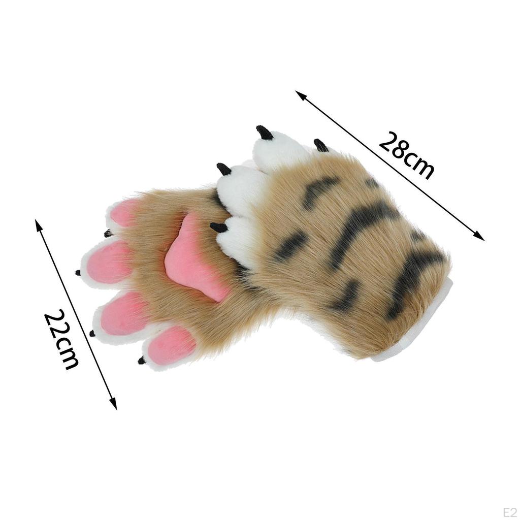 2 Pieces Furry Gloves Plush Hand Women Winter for Fancy Dress up Party