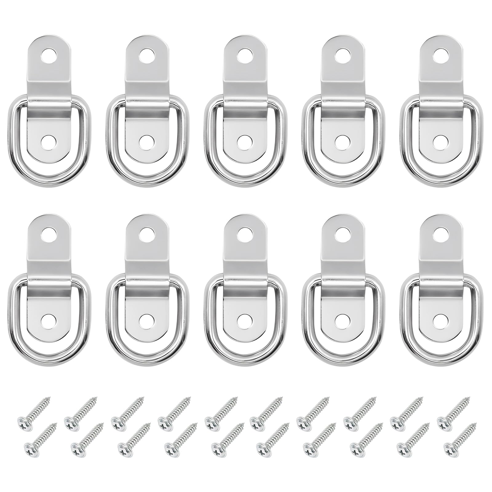 

Biqing 10 шт. D-образное кольцо для крепления, анкерное кольцо из нержавеющей стали 304, высокая твердость, нагрузка до 1200 фунтов, длинный заземляющий крюк, срок службы