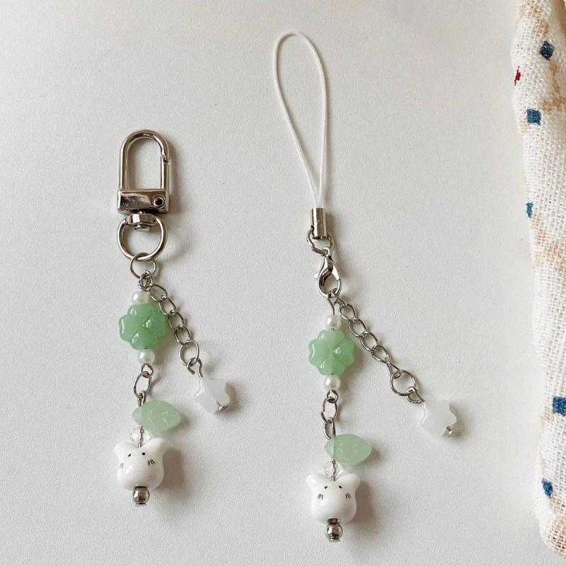 Multipurpose Handmade Beaded Rabbits Charm Lovely Phone Strap Stylish Accessory Portable for Fashionable Decoration