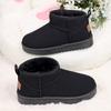 Snow boots women's winter new round head large size velvet cotton shoes student flat heel short cotton boots