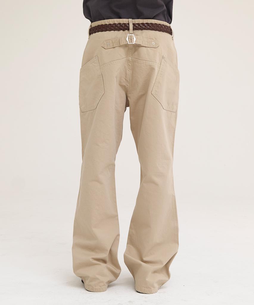 Akesi Rough Panel Sagging Flare Pants_Sand Beige