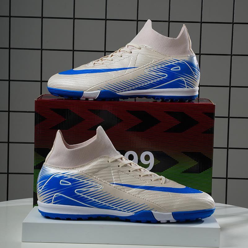 Help European Cup fly-woven football shoes men's high-top TF broken nails grass training shoes