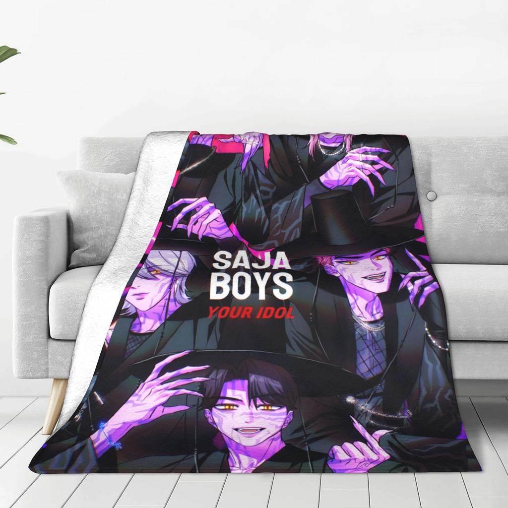 KPOP DEMON HUNTERS Saja Boys Jinu Blanket  Soft Warm Novelty Plush Throw Blanket For Children Outdoor Flannel Bedspread Cover