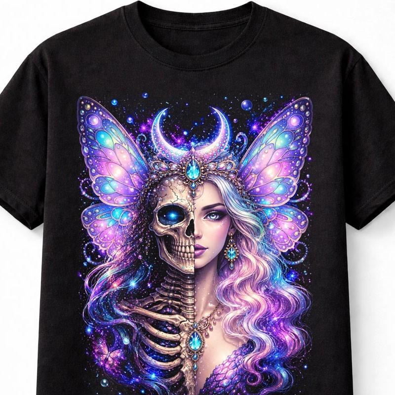 Fairy Skeleton Butterfly Gothic Fantasy Celestial Skull Unisex TShirt