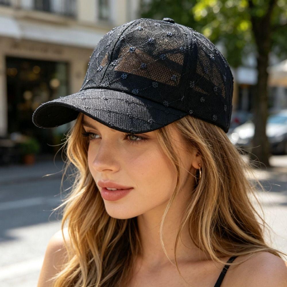 Adjustable Summer Baseball Cap Hollow Floral Outdoor Sun Hat Breathable Baseball Hat  Sport Wear