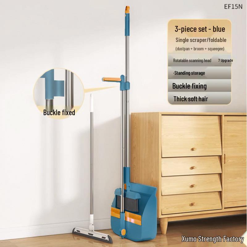 Magnetic Folding Broom & Dustpan Set for Efficient Floor Cleaning