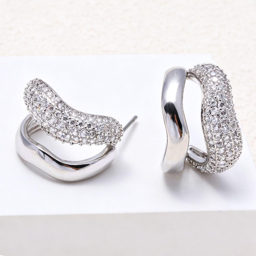 Elegant Round Earrings: Brass with Gold Electroplate & Zircon Inlay for a Versatile, Fashionable Style