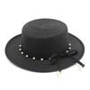Pearl Strap Straw Hat Women'S French Retro Small Fresh Hat British White Flat Top Top Hat Trendy Ins Summer