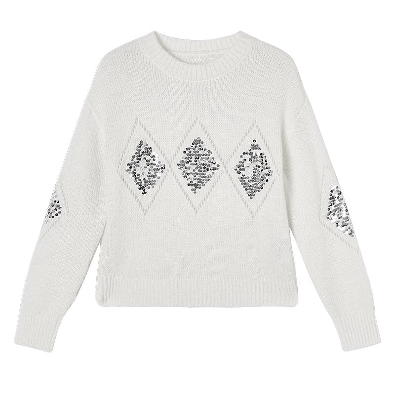 Xiangying Women s Sequin Embroidered Knit Sweater M