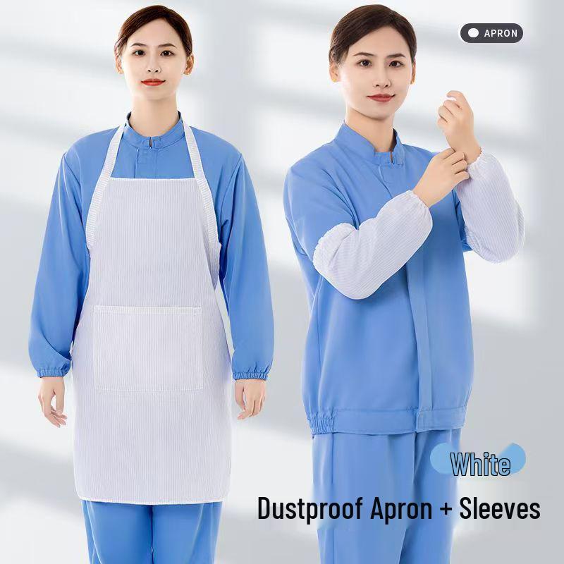 Anti-static Dustproof Apron with Striped Sleeves for Electronic Workshops