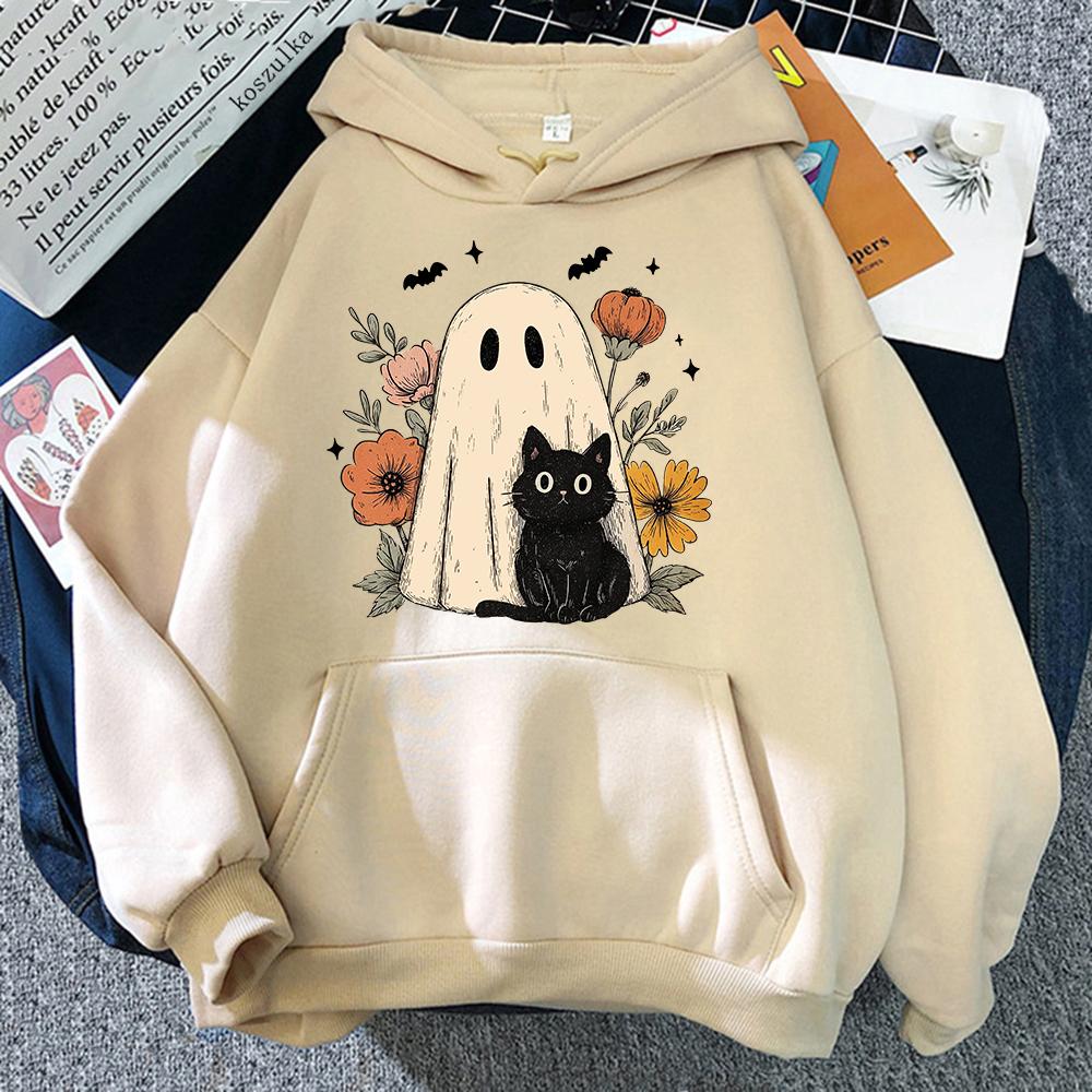Funny Cat Halloween Hoodie Fashion Women Aesthetic Vintage Ramen Flower Pumpkin Hoodies Unisex Christmas Pullovers Sweatshirts