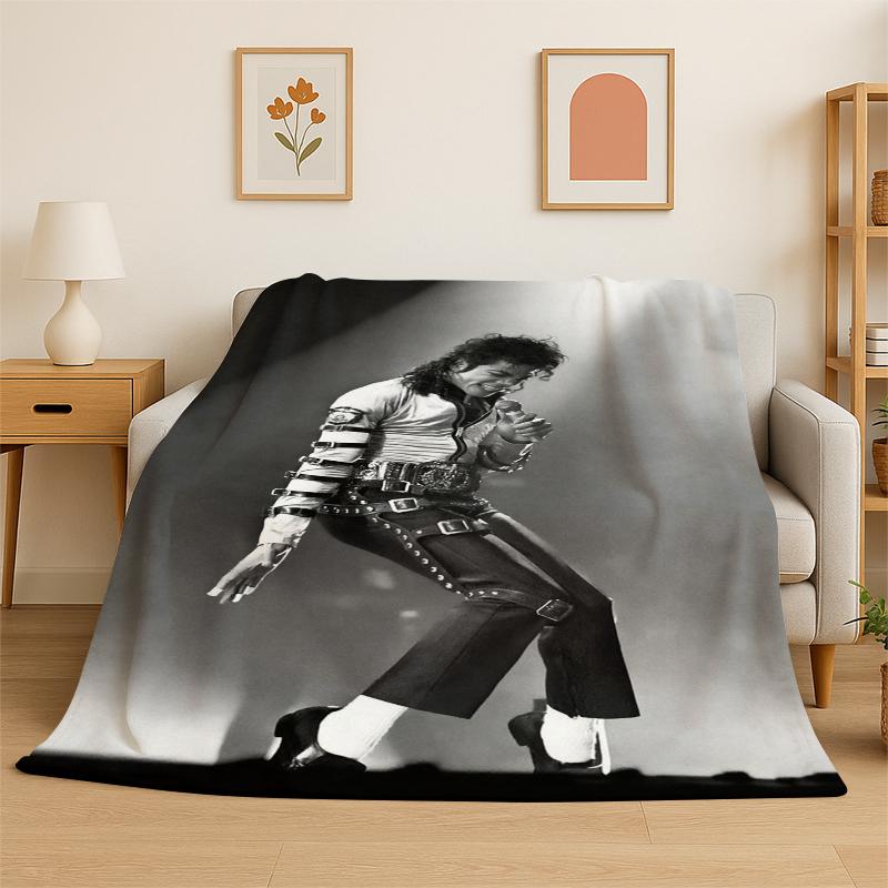 King of Pop Star MJ Michael Jackson Flannel Blanket Soft Warm Throw Blanket for Bedroom Living Room Bed Travel Camping Picnic