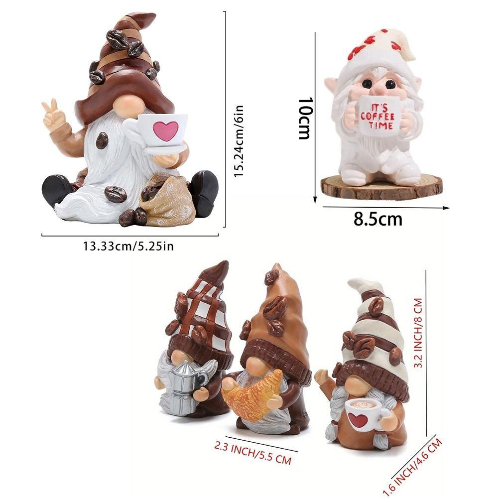 1/3PCS Gifts Handmade Coffee Gnome Resin Coffee Theme Dwarf with Coffee Cup Christmas Ornament Dwarf Figurine