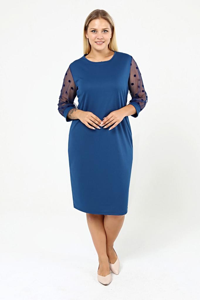 Women's Big Size Dress Polka Dot Flocked Sleeve Plus Size Dress 9B-2141