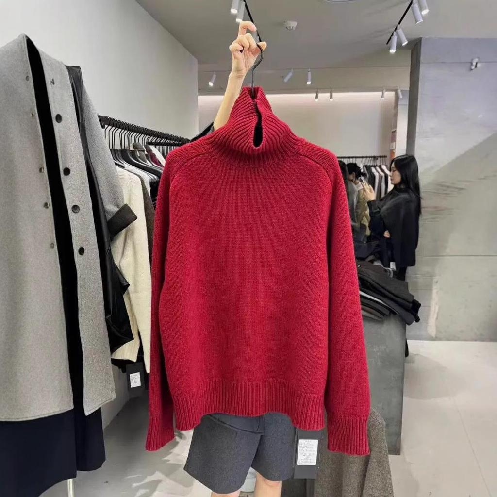 Elegant Korean Gray Turtleneck Knit Sweater for Women - 2024 Autumn/Winter Collection