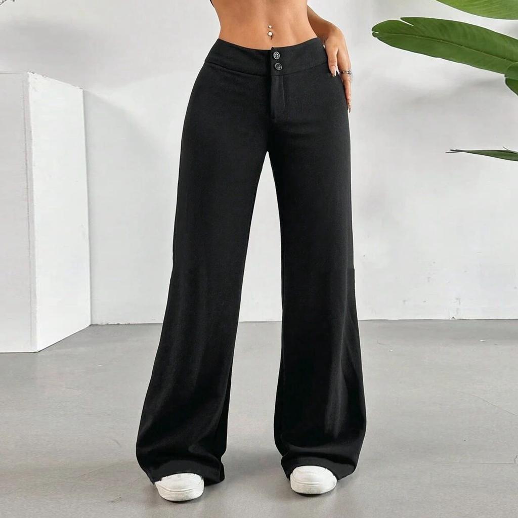 Women's Fashionable, Casual, Versatile High-waisted Loose Elastic Slightly Flared Wide-leg Trousers