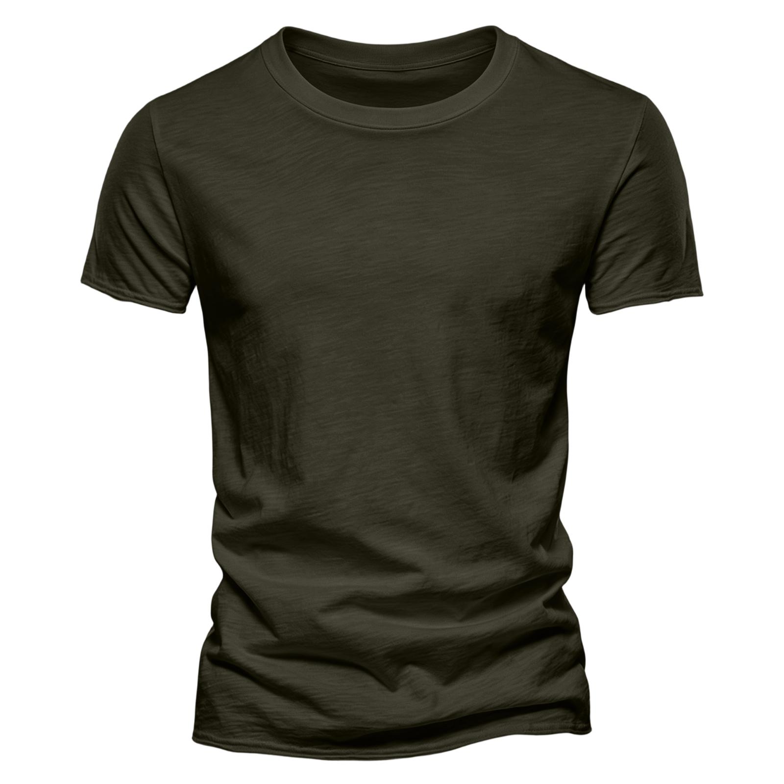 

Men Short Sleeve Crew Neck T Shirt Classic Fit Lightweight Soft Cotton Casual Basic Tee Top L армия зеленый