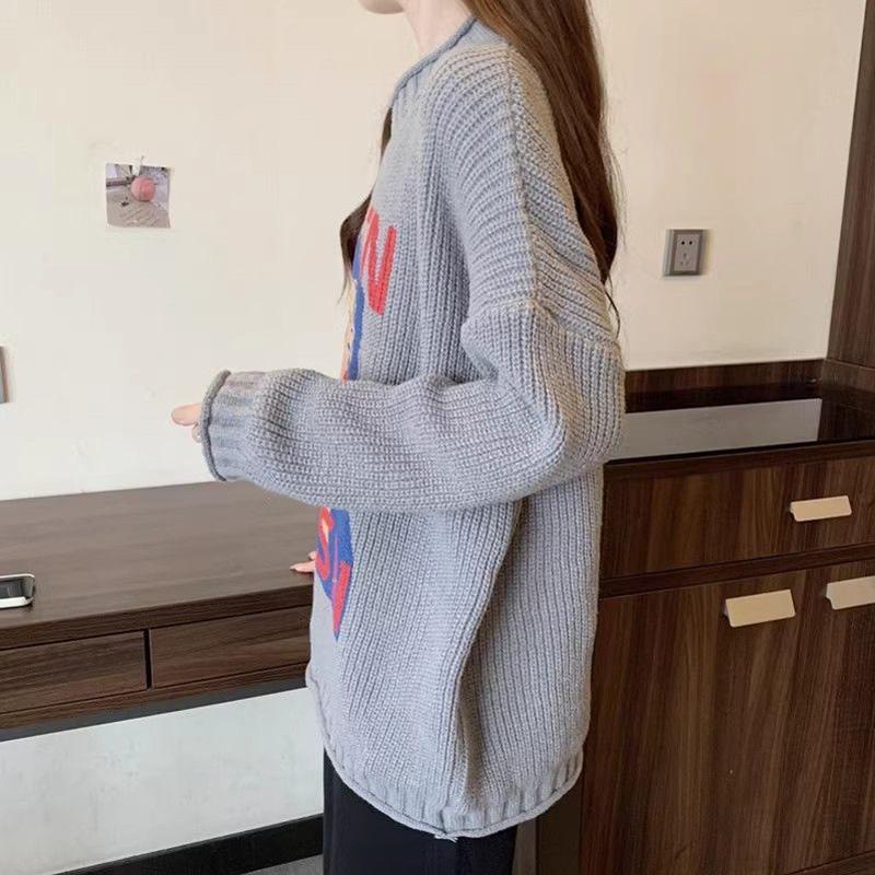 Sweater for Women Autumn Winter Thickened Pullover Warm Knitted Stretchy Long Sleeve Oversize Tops