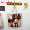 Women Print Handbag Large Oxford Canvas Casual Shoulder Bag For Daily Use