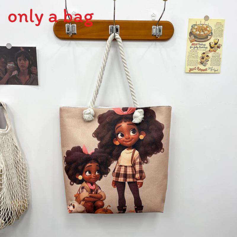 Women Print Handbag Large Oxford Canvas Casual Shoulder Bag For Daily Use