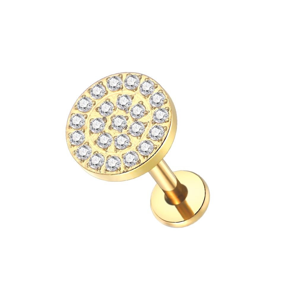 1Pc G23 Titanium Ear Tragus Earring Stud Internally Threaded CZ Crystal Labret Ring Cartilage Helix Piercing Body Jewelry 16G