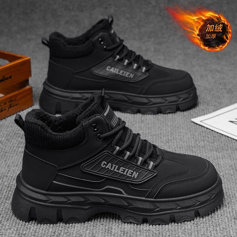 Mens Fleece Lined High Top Thick Sole Non Slip Warm Work Martin Boots