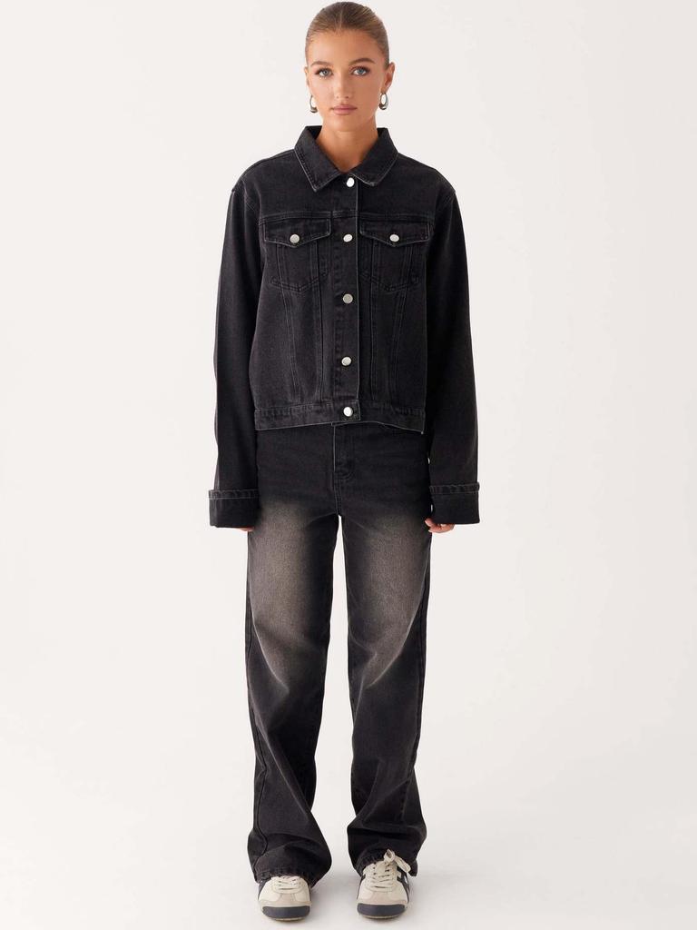 European Lapel Casual Women's Denim Jacket