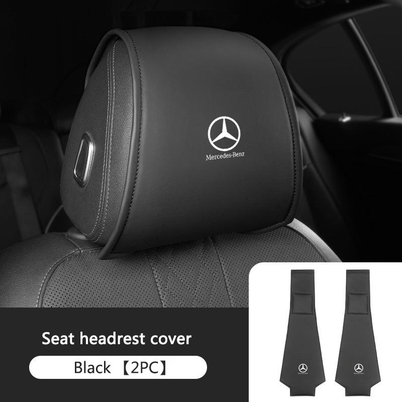 2Pc Car Styling Neck Pillowcase Leather Headrest Storage Cover For Mercedes Benz AMG W205 W204 W203 W111 W168 W213 W210 W222 CLK PC1