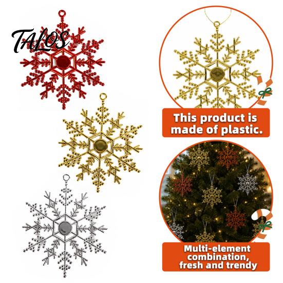 Christmas Ornaments for Porch Decorations 3Pcs Tree Snowflakes Ornaments, 10cm Glitter Hanging Plastic Snowflake Festive Atmosphere Winter Wonderland